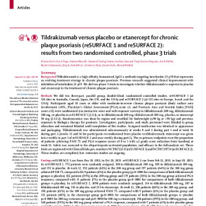 Tildrakizumab versus placebo or etanercept for chronic plaque psoriasis